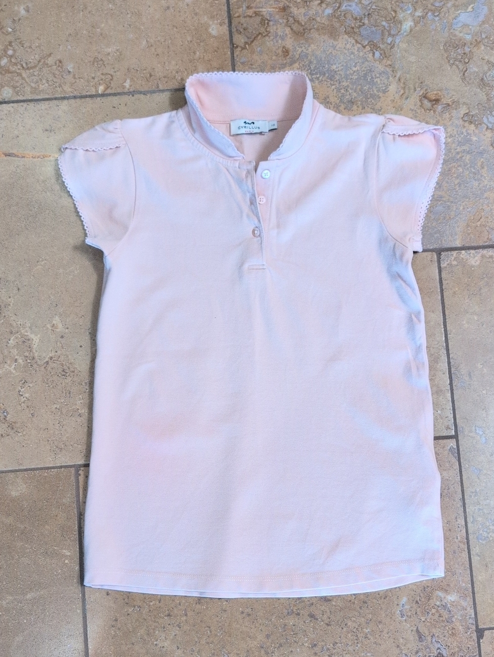 Cyrillus girl's polo shirt. Pink. Size 10.